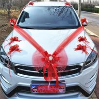 Vestuvinių automobilių dekoravimo gėlių rinkinys, durų rankenos juostelės, šilko gėlių girlianda su tiulio rožės aksesuaru, vestuvių dekoras