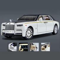 1/24 Rolls Royce Phantom lydinio automobilio modelis Diecasts ir žaislinės transporto priemonės Metalinio automobilio modelių kolekcija Simuliatyvus garsas, šviesa Vaikams žaislas, dovana juoda/balta