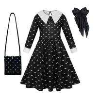 Filmas Trečiadienis Cosplay Suknelės Trečiadienis Addams Cosplay Kostiumas Gothic Wind Vaikų Suknelė Helovino vakarėlio kostiumai 110