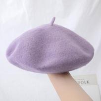 Moteriškos vilnos beretės Kepurės Retro storintos kepuraitės Vienspalvės Šiltos moliūginės kepurės One Size（56-58 cm）