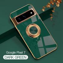 Žiedinis automobilio laikiklis, silikoninis dėklas, skirtas „Google Pixel 7 Pro 7Pro“ dangtelis, prabangus padengimas apsaugantis telefono dėklas, skirtas „Google Pixel 6A 5A 5G“ For Pixel 7 tamsiai žalia spalva