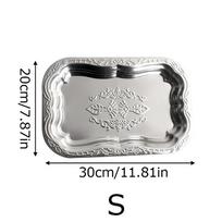 1PC Metal Home Decoration Rectangular Tray Embossed Stainless Steel Decorative Tray Dried Fruit Tray Embossed Fruit Tray 30*20