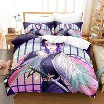 3D spaudinys Kochou Shinobu patalynė Anime Demon Slayer patalynės komplektas 200x200 Paaugliams Berniukams Viengulis Karalienės Karališkas Pilnas Antklodės Užvalkalų Komplektai 218x177cm 86x70in