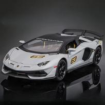 1:24 Lambo SVJ63 Simuliacinis Modelis Lydinio Automobilio Modelis Metalinis Liejinys Žaislinis Automobilis su Šviesa Garsu Atitraukimo Funkcija Super Sportinis Automobilis Berniuko Žaislas Gimtadienio Dovana pilka