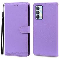 Dėklas Realme GT Master Edition Odinis Piniginės Atverčiamas Dėklas Realme GT Master Dėklui Stovas Knygelės Viršelis Piniginė Coque Fundas Realme GT Master šviesiai violetinė spalva