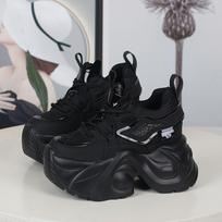 Madingi NAUJI moteriški laisvalaikio platforminiai sportbačiai 12CM aukštakulniai Žieminiai odiniai sportiniai batai Bling sportbačiai Stambūs batai Zapatillas Mujer 34 juoda