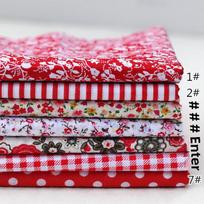 Rankų darbo medvilninio audinio rinkinys: Raudona, Rožinė, Žalia, Paprastas pynimas 25*25cm a set raudona