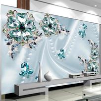 3D tapetai, stereo, žali krištolinės gėlės, prabangūs sienų tapetai, svetainė, televizorius, sofa, miegamasis, tapetai 200 cm(W) x 140 cm(H)
