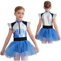 Vaikų mergaičių „Alien Cosplay“ kostiumas „Cheerleading“ suknelė Blizganti „Sangles“ suknelė „Halloween“ suknelė „Performance“ 5-6 Years mėlyna