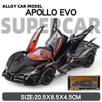 1/24 mastelio Apollo Project EVO Cinko lydinio modelis Automobilis su šviesos ir garso bei atsitraukimo efektu Lieta Dovanos Kolekcijos Žaislai Papuošalai berniukams 1/24-Size:20.5*8.5*4.5cm juoda