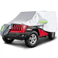 Skirtas Jeep Wrangler 2/4 durų JK JL YJ 1987-2019 juodas/sidabrinis automobilio dangtis, atsparus vandeniui, vėjui ir dulkėms, atsparus UV automobilio dangčiui, automobilių išorės priedams 2-door sidabras
