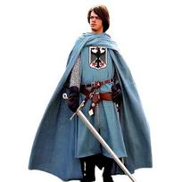 Vyriška viduramžių tunika Riterio Templieriaus siuvinėjimo dizainas Helovino kostiumas Vyriška kepurė su gobtuvu Apsiaustas Renesanso Cosplay kostiumai (S-6XL) S mėlyna