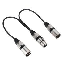 30cm XLR Moteriškas Lizdas į Dvigubą Vyrišką Galvą Skirstytuvas Adapteris o Mikrofono Prailginimo Kabelis Canon Juodam raudona