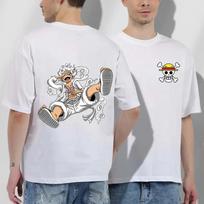 Luffy One Piece Juodi vyriški marškinėliai Vasariniai trumpomis rankovėmis 100% medvilnė Moteriški drabužiai Viršutiniai drabužiai Animacinis Japonijos stilius Anime Vyriški marškinėliai S
