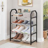 Four-Layer Ladder Shoe Rack for Home: Space-Saving Storage for Entryway, Dorm, Bedroom, or Balcony. keturi sluoksniai, juoda spalva