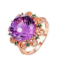 14k rožinio aukso tikro ametisto žiedas moterims Anillos De Bizuteria tikras natūralus ametisto brangakmenis 14k rožinio aukso papuošalas Anillos De Ring 9 violetinė