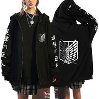 Attack on Titan Hoodie Megztiniai su užtrauktuku Anime Levi Ackerman Shingeki No Kyojin Hoodie Vyriški Sportiniai drabužiai Cosplay Drabužiai Moterys L gray