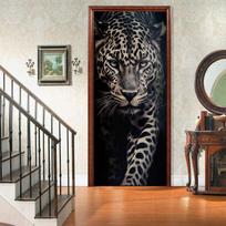 Leopardo tigro durys Šaldytuvo dekoravimo lipdukai gyvūnas Paprastos abstrakčios linijos Gėlės Svetainės tapetai Namų dekoras Miegamojo meno lipdukai 77X200cm(cut 2Pcs)