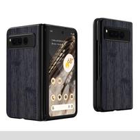 Dėklas Google Pixel Fold 5G funda bambuko medžio rašto Odinis telefono dėklas Prabangus coque Google Pixel Fold dėklas capa Pixel Fold juoda