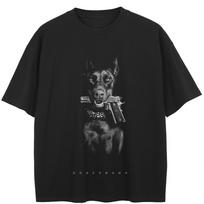 Streetwear Dobermano grafikos juodi marškinėliai medvilniniai unisex viršūnės marškinėliai vasariniai trumpomis rankovėmis marškinėliai M juoda