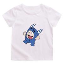 Oddbods Mėlyni POGO Animacinis Marškinėlis 100% Medvilnė Kasdienis Vasarinis Vaikų Marškinėlis Aukštos Kokybės Patogūs Marškinėliai Berniukams Mergaitėms 100 balta