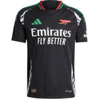 Adidas Arsenal 24/25 išvykos Authentic marškinėliai Patogūs Stilingi Slim Fit V formos iškirptė Trumpomis rankovėmis Žaidėjo versija Futbolo marškinėliai Vyriški marškinėliai Juodi IT6147 M