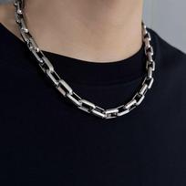 Titano Plieno Vyriškas Karoliai Sidabrinės Spalvos Tuščiaviduriai Karoliai Hip Hop Metaliniai Karoliai Vyrams 45cm