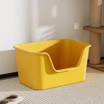 Oversized Splash-Proof Semi-Enclosed Cat Litter Box 43.5*36.5*22CM with scoop geltona