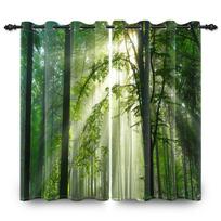2 vnt. Miško Peizažo Blackout Užuolaidos Žalia Gamta Scenarijus Miegamojo Svetainės Termiškai Izoliuotos Kambario Tamsinimo Užuolaidos 53x137cm 2pcs