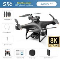 Nauja S116 MAX Drone WIFI FPV ESC HD kamera 360° kliūčių išvengimo šepetėliu variklio nuotolinio valdymo keturkopterio žaislo dovana vaikams 1 battery juoda