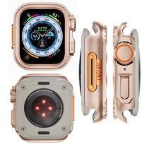 Tvirtas aliuminio lydinio dėklas, skirtas Apple Watch 9 8 7 45 mm metaliniam apsauginiam buferio dangčiui Iwatch Series 6 5 4 Se 44 ​​mm patobulinimas į Ultra for Apple Watch 45mm rožinio aukso spalvos