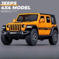 1/32 mastelio „Wrangler 4X4“ žaislinių automobilių modeliai, lydinio, liejinio, 6 durų, atidaromų, garsu ir šviesa, traukiami atgal, modeliukai, žaislai, šventinės dovanos oranžinė