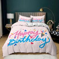 Happy Birthday Duvet Cover Set King Microfiber Happy Birthday To You Holiday Theme Bedding Set Soft Queen King Size Quilt Cover EU single(135x200cm)