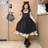 Rudens kolegijos stiliaus miško Lolita princesės suknelė mergaitėms 170 cm juoda