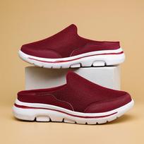 Vasaros naujos kvėpuojančios pusiau šlepetės Fashion Trend One Foot Kick Lazy People laisvalaikio skraidantys vyriški batai 35 tamsiai raudona spalva