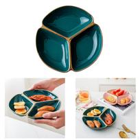 Padalinta lėkštė skyrių keramikos indai restoranas skersmuo 22,9 cm 3 skyrių padėklas žalia