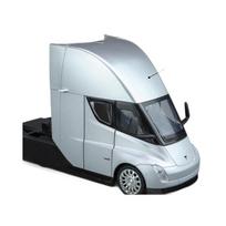 1/24 Tesla Semi vilkiko lydinio liejinio automobilio modelis su garsu ir šviesa, atitraukiamas vilkiko transporto priemonės modelis, berniuko kolekcijos dovana sidabras