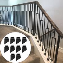 10 vnt. Geležiniai laiptų balustradų stulpeliai, turėklų pagrindo priedai, furnitūra laiptams, kraštovaizdžio pastatams Square Hole 13.6mm_Slant Shoes