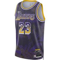 Nike X NBA Bendradarbiavimas Los Angeles Lakers Dri-Fit LeBron James 23 Swingman Select Serija Patogūs megzti krepšinio marškinėliai Unisex marškinėliai HJ4066-504 M