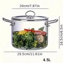 Karščiui atsparus skaidrus stiklinis puodas 2.5/3.5/4.5L Stiklinis sriubos puodas Stiklinis troškintuvas Virtuvės gaminimo įrankiai 2.5L