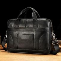 Vyriškas kompiuterio portfelis 16 colių Didelės talpos Pirmas odos sluoksnis Karvės oda Vyriškas Pečių Crossbody Aukštos klasės Retro Odinis krepšys 40cm*8.5cm*29cm juoda