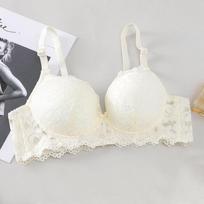 Jaunos merginos nėriniuotas surauktas pakeliantis liemenėlės komplektas - Be vielų + Vieno gabalo variantas 34/75 AB Cup