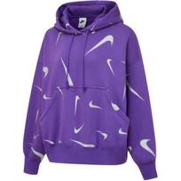Nike Didesnio dydžio Fleece Spausdintas Gobtuvukas Moteriški Gobtuvukai Space-Purple Wolf-Grey FB8744-599 S purple