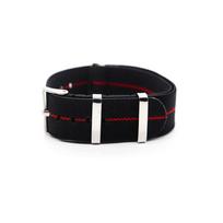 Elastingas NATO nailoninis laikrodžio dirželis DW ir Seiko laikrodžiams, austas 18-20-22mm 22mm + Silver Buckle juoda/raudona