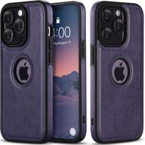 Prabangus verslo minkštos odos telefono dėklas, skirtas iPhone 15 14 13 12 11 Pro Max Mini X XS XR 7 8 Plus smūgiams atsparus apsauginis dangtelis iPhone 14 Pro violetinė
