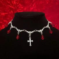 Vampyras Bite Chokers Blood Drips Cross karoliai Romantiška gotikinė Viktorijos laikų puošnūs papuošalai Mada Moterų Helovino vakarėlio dovana 1