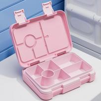 37oz Žavinga animaciniais paveikslėliais marginta bento dėžutė, tinkama mikrobangų krosnelėje, su skyreliais, nepralaidi, be BPA, maisto užkandžių konteineris mokyklai, iškylai 6grid&1100ml&1 rožinė