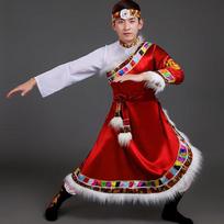 Jingcaiwu Vyrų Tibeto ir Mongolų Etninis Šokio Kostiumas 170 cm karališkos mėlynos spalvos