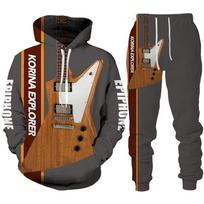 Rock Music Guitar 3D Print Hoodie/Suit Men's Tracksuit Casual Sweatshirts+Pants Set Hip Hop Streetwear Spring Autumn Clothing S