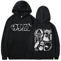 Reperis Mf Doom Madvillain Metal Face Graphic Print Hoodie Vyriški Moterų Hip Hop Madingi Megztiniai Vyriški Fleece Negabaritiniai megztiniai S juoda